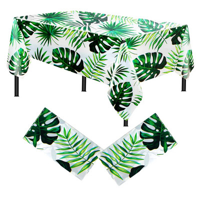 137x274cm Față de masă de unică folosință PE Frunze de palmier verde în aer liber Fețe de masă pentru petrecere de picnic Ziua școlii Decorațiuni pentru petrecerea de inaugurare a casei