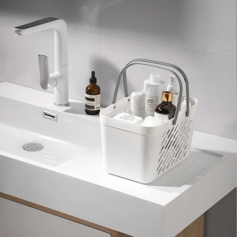 Nešiojamas dušo krepšelis plastikinis laikiklis su rankenomis Dėžutė vonios kambariui virtuvei bendrabučio kambariui pardavimas