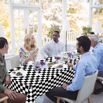 Шахматна дъска Покривка Черна и бяла шахматна дъска Правоъгълна покривка Подложка за пикник за парти Сватба Покривка за еднократна употреба