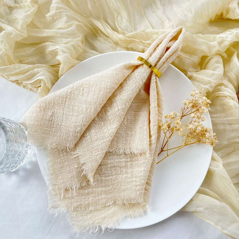 6 ΤΕΜ 32x32cm Ρετρό Γάζες Χαρτοπετσέτες Γάμου Βαμβακερό Τυρόπανο Χριστουγεννιάτικο Διακόσμηση Τραπεζιού Πετσέτες τσαγιού Ρουστίκ Διακόσμηση τραπεζιού για δείπνο