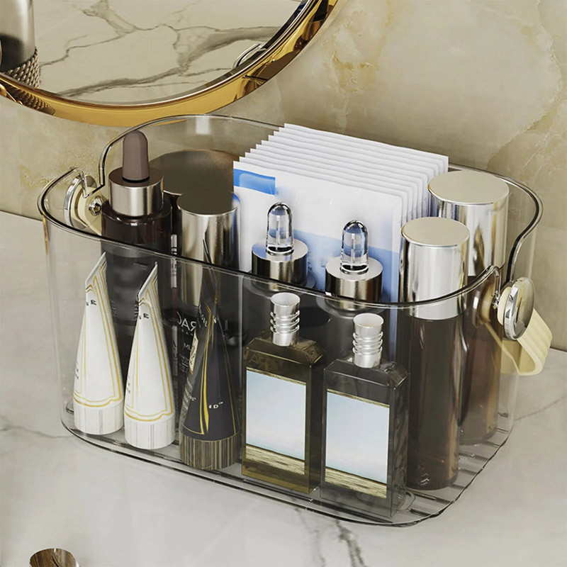 Vonios dušo laikiklis su rankenėlėmis viskas viename didelės talpos virtuvės vonios sandėliuko laikymo dėžė