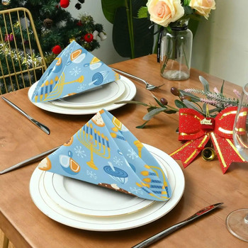 Ханука Еврейски празник платнени салфетки Салфетки за маса за вечеря Миещи се салфетки за многократна употреба за домашни декорации за сватбено тържество