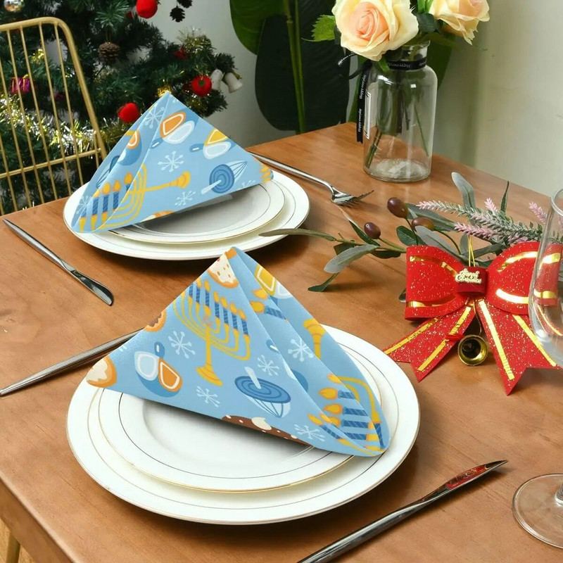 Hanukkah Židovski blagdanski platneni ubrusi Ubrusi za stol za večeru Perivi ubrusi za višekratnu upotrebu za kućne dekoracije za svatove