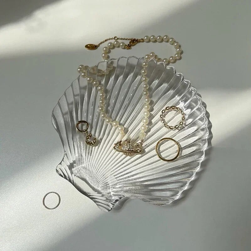 Posude za pohranu nakita Tanjur od školjki Posude za pohranu Čisto bijele keramičke posude za pohranu Prsten Naušnice Tanjur Dizajn kućnog ukrasnog pladnja