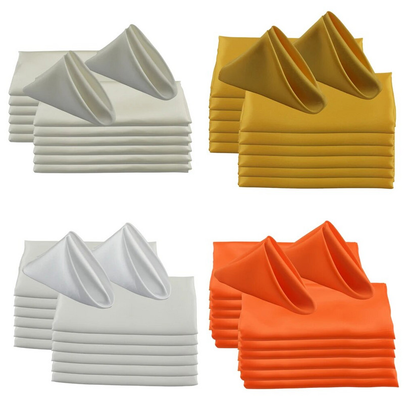 12vnt Kvadratinė 50x50cm satininė servetėlė vestuvėms, banketams, baigimo vakarėliams, restoranų vakarienėms, kavos arbatos rankšluosčiams, namų servetėlėms