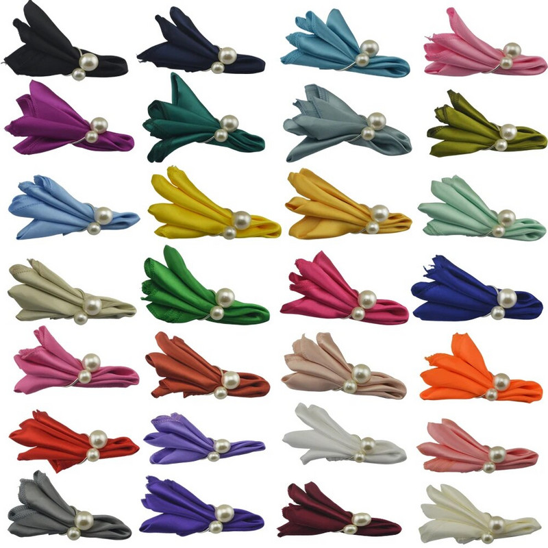 12vnt Kvadratinė 50x50cm satininė servetėlė vestuvėms, banketams, baigimo vakarėliams, restoranų vakarienėms, kavos arbatos rankšluosčiams, namų servetėlėms