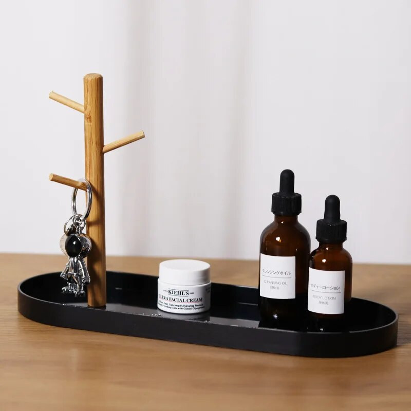 Šiaurės šalių bambuko medžio šakų laikymo padėklas Svetainės darbalaukio raktų pakabos papuošalų ekrano rėmas