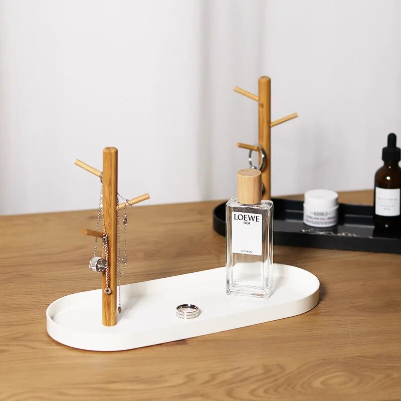 Šiaurės šalių bambuko medžio šakų laikymo padėklas Svetainės darbalaukio raktų pakabos papuošalų ekrano rėmas