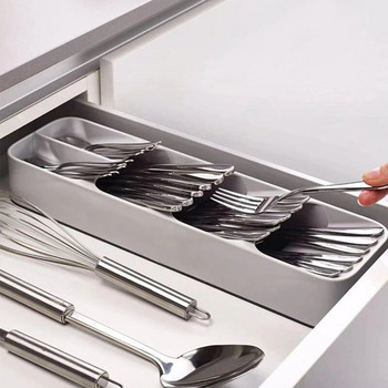 Δίσκος αποθήκευσης μαχαιροπήρουνων κουζίνας Θήκη μαχαιριών για επιτραπέζια σκεύη Organizer Κουτάλι πιρούνι Κουτί διαχωρισμού Συρτάρι Πλαστικό δοχείο Ντουλάπα
