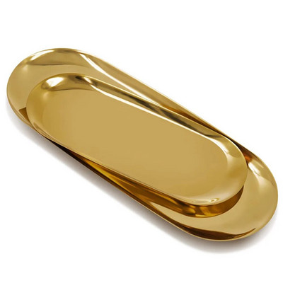 Tavă de depozitare din oțel inoxidabil cu aur, platou de afișare pentru bijuterii pentru fructe, unelte pentru organizator de vanitate de bucătărie, suport de depozitare pentru toaletă din metal