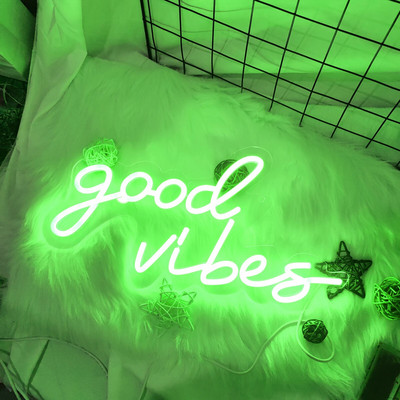 Neoniniai šviestuvai Led Sign Good Vibes Neoniniai žibintai Šiltas vestuvių dekoras Šviestuvai Sieniniai LED naktiniai šviestuvai Miegamojo apdaila Kambario dekoras