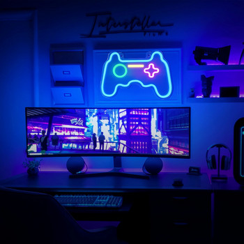 Gamer Neon Led Sign Lights Ελεγκτής παιχνιδιών Πινακίδα νέον για Gamer Decor Δωμάτιο με ρυθμιζόμενα φώτα νέον Gaming Boy Δώρα Διακόσμηση δωματίου