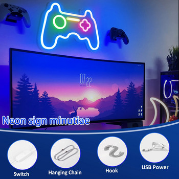 Gamer Neon Led Sign Lights Ελεγκτής παιχνιδιών Πινακίδα νέον για Gamer Decor Δωμάτιο με ρυθμιζόμενα φώτα νέον Gaming Boy Δώρα Διακόσμηση δωματίου