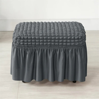 Seersucker navlaka za suknju za tabure Izdržljiva rastezljiva otomanska navlaka od spandeksa Jednobojna neklizajuća navlaka za dnevnu sobu
