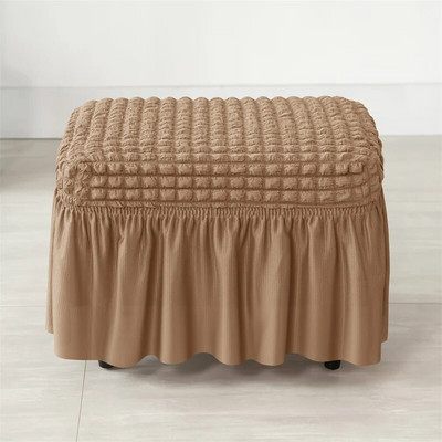 Seersucker navlaka za suknju za tabure Izdržljiva rastezljiva otomanska navlaka od spandeksa Jednobojna neklizajuća navlaka za dnevnu sobu