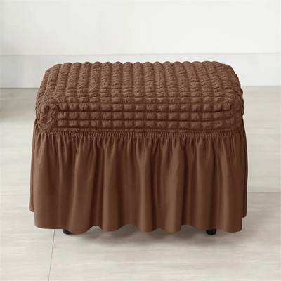 Seersucker navlaka za suknju za tabure Izdržljiva rastezljiva otomanska navlaka od spandeksa Jednobojna neklizajuća navlaka za dnevnu sobu