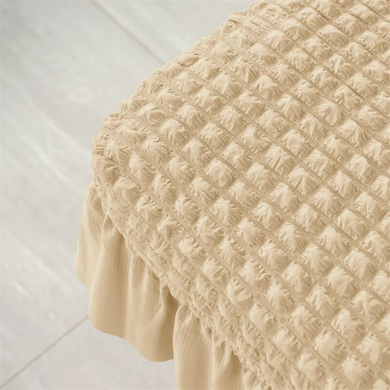 Seersucker navlaka za suknju za tabure Izdržljiva rastezljiva otomanska navlaka od spandeksa Jednobojna neklizajuća navlaka za dnevnu sobu