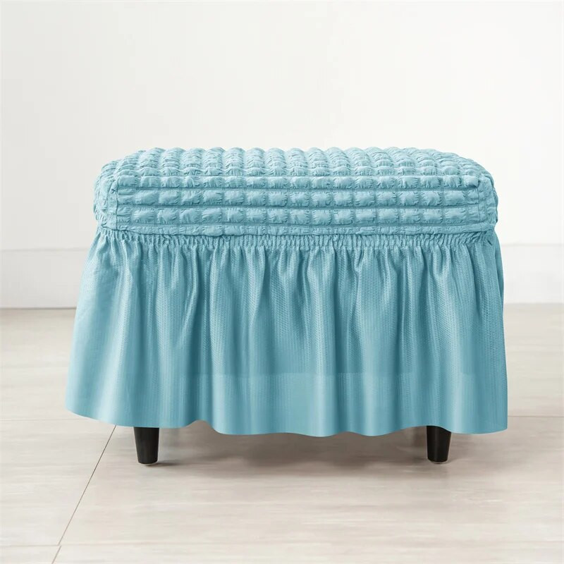 Seersucker navlaka za suknju za tabure Izdržljiva rastezljiva otomanska navlaka od spandeksa Jednobojna neklizajuća navlaka za dnevnu sobu