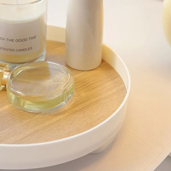 Δίσκος αποθήκευσης Nordic Wood Household Desktop Sundries Cosmetic Perfume Jewelry Key Plate Home Διακοσμητικοί στρογγυλοί δίσκοι αποθήκευσης