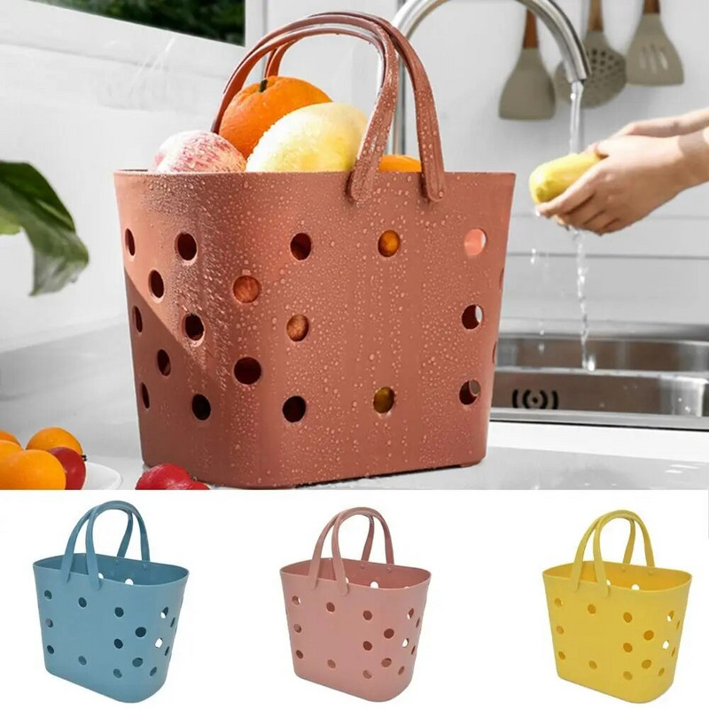 Tuščiavidurė dušo dėžutė, patvari, didelė talpa su rankena, vonios išleidimo krepšelis, plastikinis tualeto reikmenų laikymo krepšelis, pagrindinis