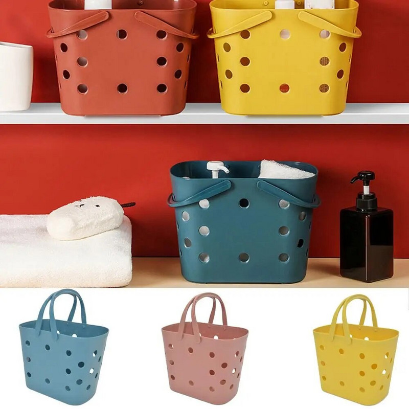 Tuščiavidurė dušo dėžutė, patvari, didelė talpa su rankena, vonios išleidimo krepšelis, plastikinis tualeto reikmenų laikymo krepšelis, pagrindinis