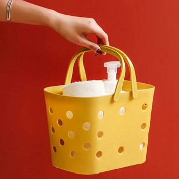 Пластмасова кошница за съхранение с дръжка, душ кутия Рафт Органайзер Кошница за баня, кухня, общежитие