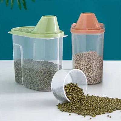 Голям кухненски резервоар за съхранение на зърно Кутия за съхранение на сухи храни Пластмасов запечатан водоустойчив зърнен прозрачен контейнер за зърнени храни
