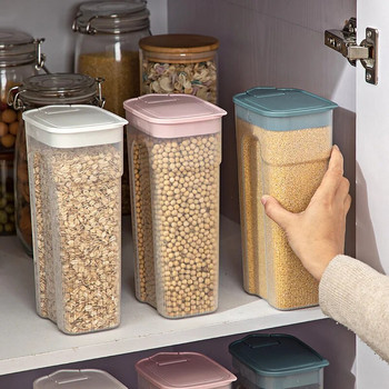 Кухненски прозрачен запечатан буркан Пластмасов домакински зърнени храни Кутия за съхранение на зърнени храни Херметични консерви Органайзер Контейнер за насипни обяви