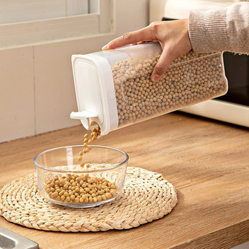 Кухненски прозрачен запечатан буркан Пластмасов домакински зърнени храни Кутия за съхранение на зърнени храни Херметични консерви Органайзер Контейнер за насипни обяви