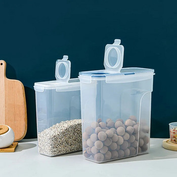 Прозрачни пластмасови контейнери за съхранение на храна, кофа за диспенсър за ориз, кутии за зърнени култури, буркани за насипна кухня, 2,5 л, 4 л