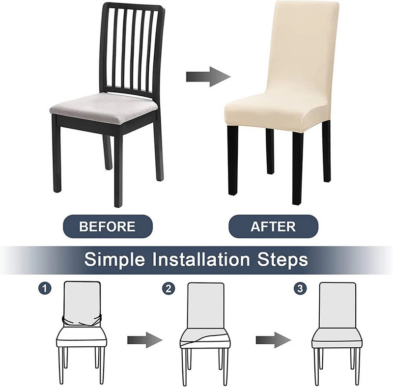 Huse pentru scaune elastice pentru sala de mese Spandex pentru scaune 24 de culori pentru alegere Dimensiune universala pentru bucatarie banchet de nunta 1BUC