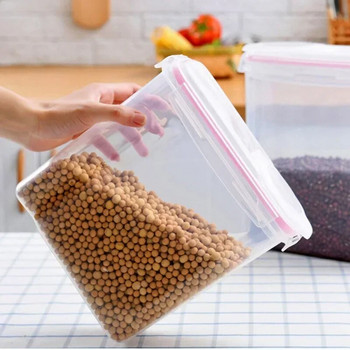 2.5/4L херметически затворен контейнер за съхранение на зърнени храни, влагоустойчива кофа за ориз, устойчива на насекоми, кутия за съхранение на храна, пластмасов прозрачен запечатан резервоар