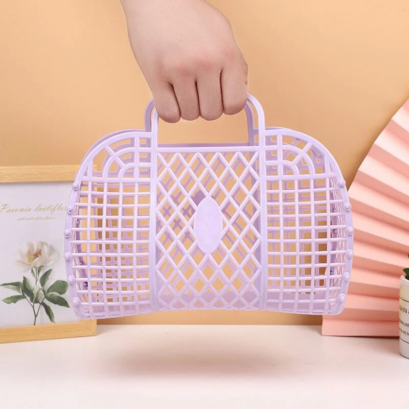 Μεγάλο πλαστικό καλάθι τροφίμων 5 χρωμάτων Καλάθι αποθήκευσης μπάνιου μπορεί να αποσυναρμολογηθεί Καλάθι αποθήκευσης αγορών Φορητή τσάντα μόδας