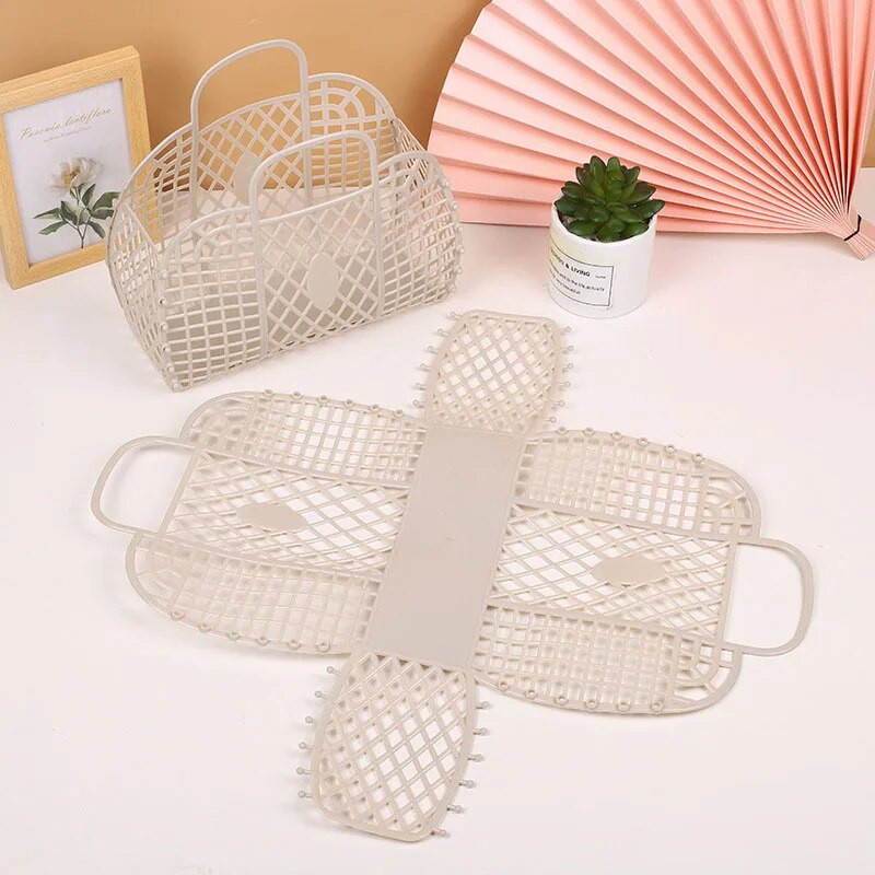 Μεγάλο πλαστικό καλάθι τροφίμων 5 χρωμάτων Καλάθι αποθήκευσης μπάνιου μπορεί να αποσυναρμολογηθεί Καλάθι αποθήκευσης αγορών Φορητή τσάντα μόδας