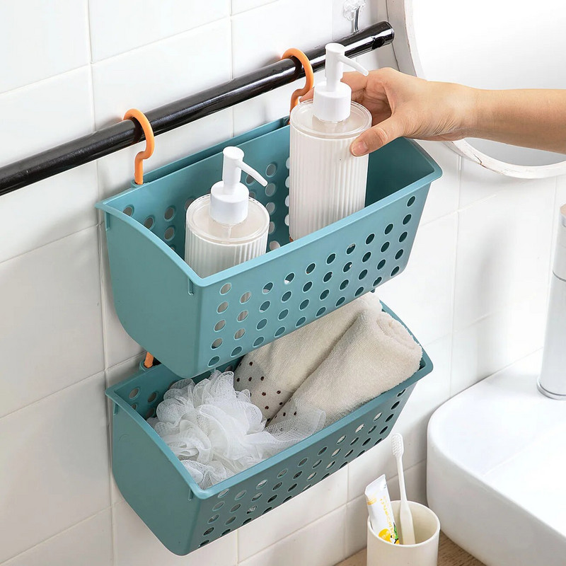 Κρεμαστό καλάθι αποθήκευσης Ράφι αποθήκευσης μπάνιου Πλαστικό καλάθι μπάνιου Οικιακά είδη Αποθήκευσης Καλάθι αποχέτευσης