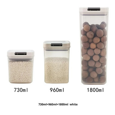 WBBOOMING 3 skirtingos talpos plastikinės sandarios skardinės Virtuvės laikymo dėžutė Skaidri maisto indelis Laikykite šviežią naują skaidrią talpyklą