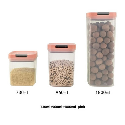 WBBOOMING 3 skirtingos talpos plastikinės sandarios skardinės Virtuvės laikymo dėžutė Skaidri maisto indelis Laikykite šviežią naują skaidrią talpyklą