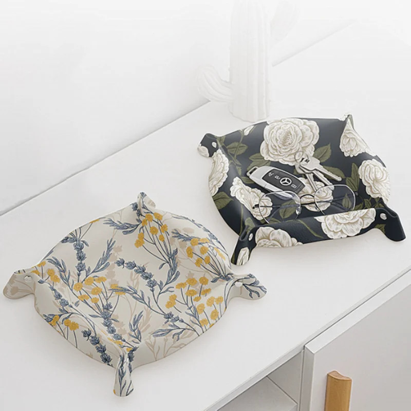 PU odinė raktų plokštelė darbalaukio laikymo dėklas namų apdailai kauliukų dėklas raktas piniginė monetos PU odos sulankstoma laikymo dėžutė didmeninė prekyba