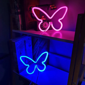 Пеперуда LED неонова светлина Светеща коледна украса Неонова лампа за дома Всекидневна Парти Стенен декор Фестивал Подарък за възрастни деца