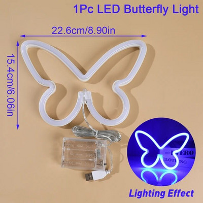 Drugelis LED neoninė šviesa šviečianti Kalėdų puošmena Neoninė lempa, skirta namų svetainei, vakarėlio sienų dekoravimui festivalio dovana suaugusiems vaikams