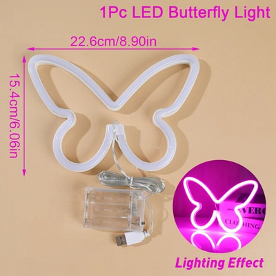 Drugelis LED neoninė šviesa šviečianti Kalėdų puošmena Neoninė lempa, skirta namų svetainei, vakarėlio sienų dekoravimui festivalio dovana suaugusiems vaikams