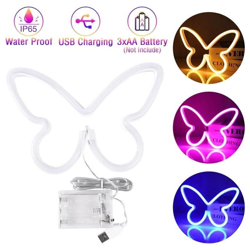 Drugelis LED neoninė šviesa šviečianti Kalėdų puošmena Neoninė lempa, skirta namų svetainei, vakarėlio sienų dekoravimui festivalio dovana suaugusiems vaikams