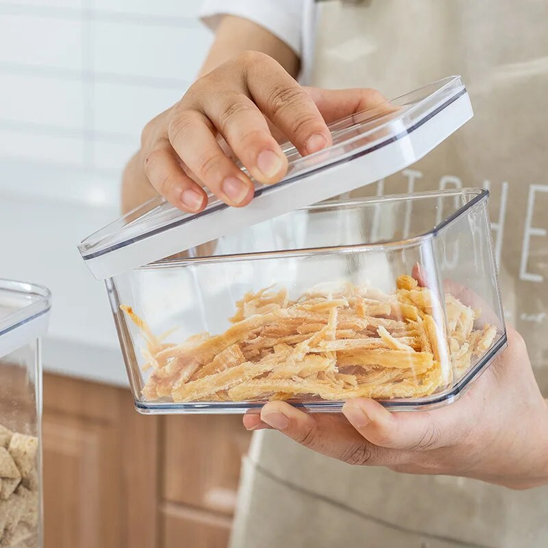 0,9 l / 2,4 l / 3,4 l plastikinės laikymo dėžutės, skaidraus maisto konteinerio stiklainiai dideliems grūdams, cukraus dėklas, virtuvės tvarkyklės priedai