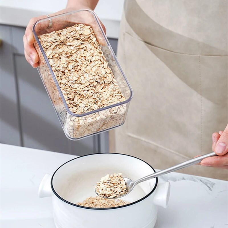 0,9 l / 2,4 l / 3,4 l plastikinės laikymo dėžutės, skaidraus maisto konteinerio stiklainiai dideliems grūdams, cukraus dėklas, virtuvės tvarkyklės priedai