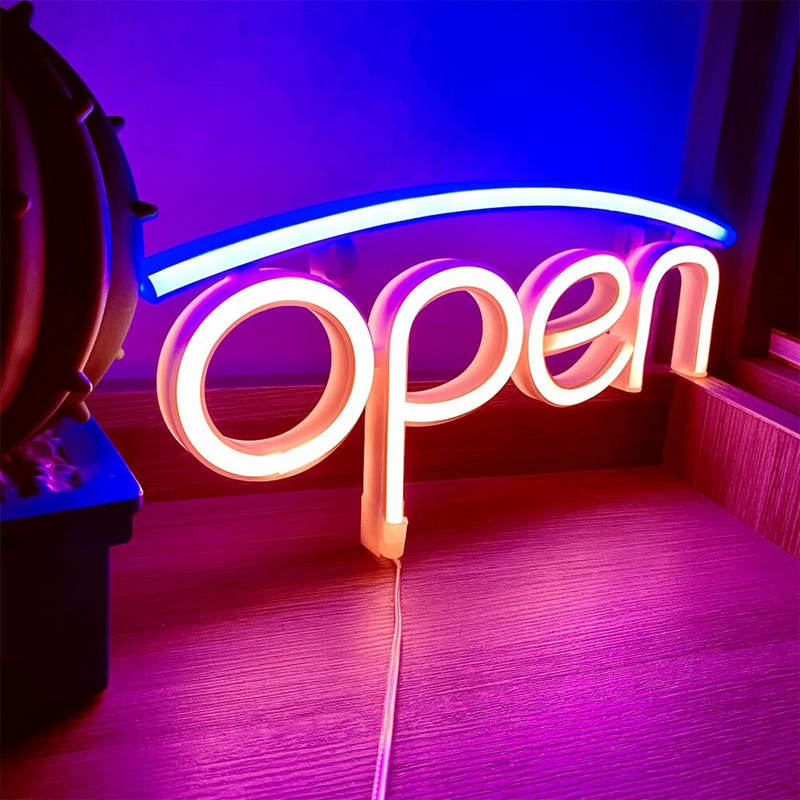 Otvoreni neonski natpis LED svjetlo Šarena stolna lampa Noćna otvorena otvorena natpisna lampa Zidna svjetiljka Svjetleća svjetla sa slovima za dnevni boravak Spavaća soba
