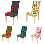 „Sweet Strawberry Stretches“ kėdžių užvalkalas „Spandex“ namų valgomojo dekoras, sėdynės apsauga Elastingi daugiafunkciniai kėdžių užvalkalai, elastingi, 1 vnt.