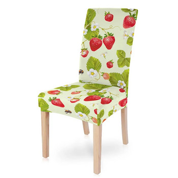 Sweet Strawberry Разтегателен калъф за столове Спандекс Декор за домашен трапезария Протектор за седалка Еластичен многофункционален калъф за стол Разтегателен 1 бр.