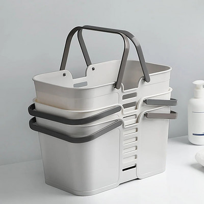 Nešiojama dušo dėžė tuščiavidurė plastikinė skalbinių laikymo krepšelis su rankena tualeto reikmenimis
