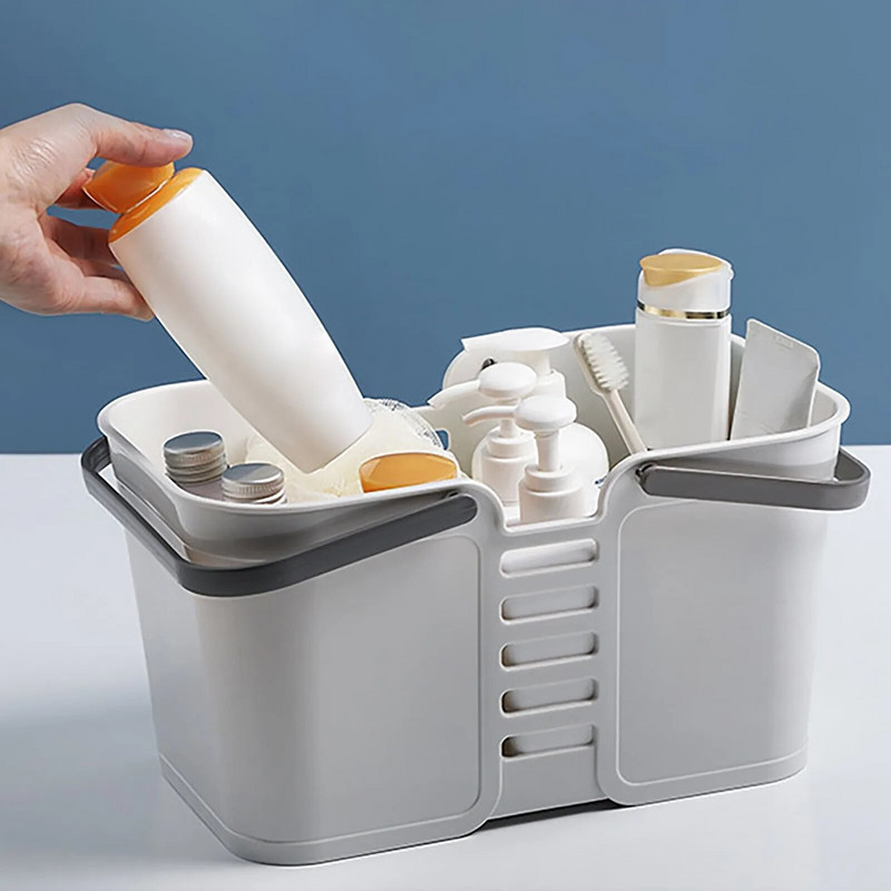 Φορητό ντους Caddy Box Κοίλο πλαστικό καλάθι αποθήκευσης ρούχων με λαβή καλλυντικών καλλυντικών για ντουλάπι κουζίνας μπάνιου