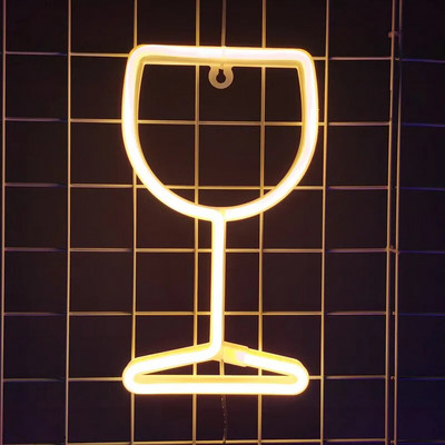 LED Κύπελλο Νέον Φωτιστικό Φωτεινό Φεστιβάλ Ατμόσφαιρα KTV Bar Wineglass Neon Φωτιστικό Για Δώρο Παιδιού για Ενήλικες Δώρο Παιδικής Διακόσμησης σπιτιού